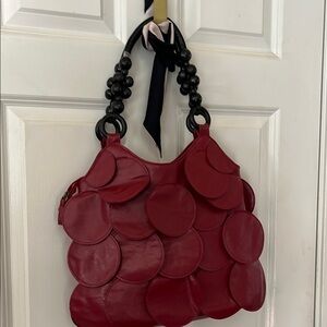 Bueno Red Circle-Patterned Women's shoulder Bag